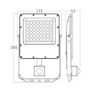 Imagine Proiector LED PF 50W 3IN1 cu Senzor 5500LM cu Lentilă 90° IP65 Gri