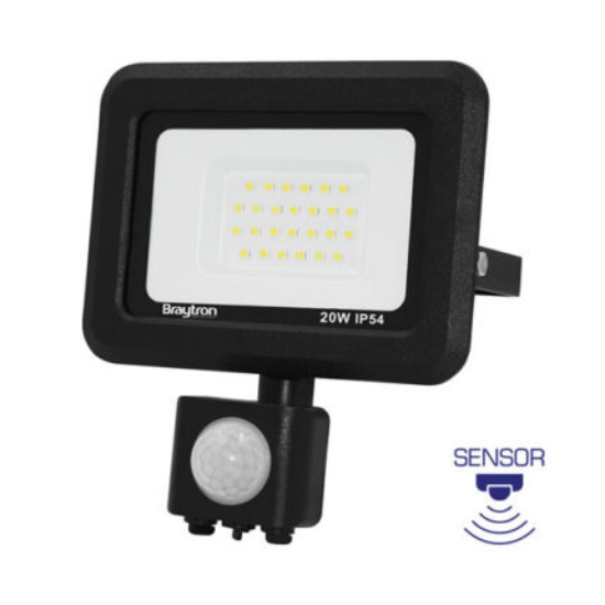 Imagine Proiector LED Slim 20W 6500K cu Senzor IP54 Negru