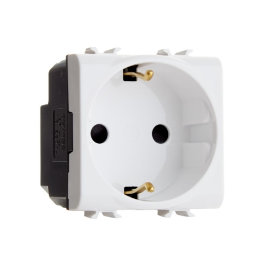 Imagine Priză Schuko modulară 2P+E 16A 2M albă Gewiss Chorus