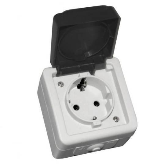 Imagine Priză simplă Schuko cu capac PT alb 22-604