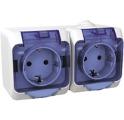 Imagine Priză dublă cu capac transparent, IP44, albă, Schneider Electric Cedar Plus