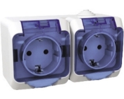 Imagine Priză dublă cu capac transparent, IP44, albă, Schneider Electric Cedar Plus