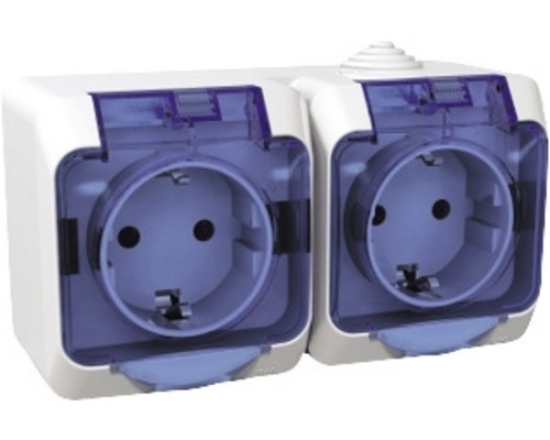 Imagine Priză dublă cu capac transparent, IP44, albă, Schneider Electric Cedar Plus