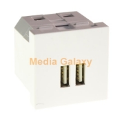Imagine Priză dublă USB Gewiss Chorus GW10450, montaj încastrat, albă, modulară - 5V, 2.1A