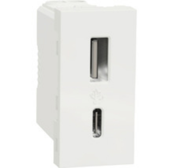 Imagine Priză USB 1M Tip A + C (15W) Unica Studio Alb