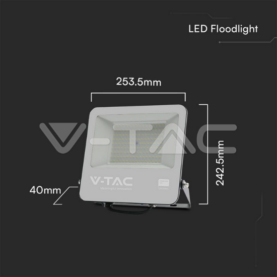 Imagine Proiector LED V-TAC Chip Samsung SMD Slim 100W Lumină Rece Negru Cablu 1m 5 Ani Garanție