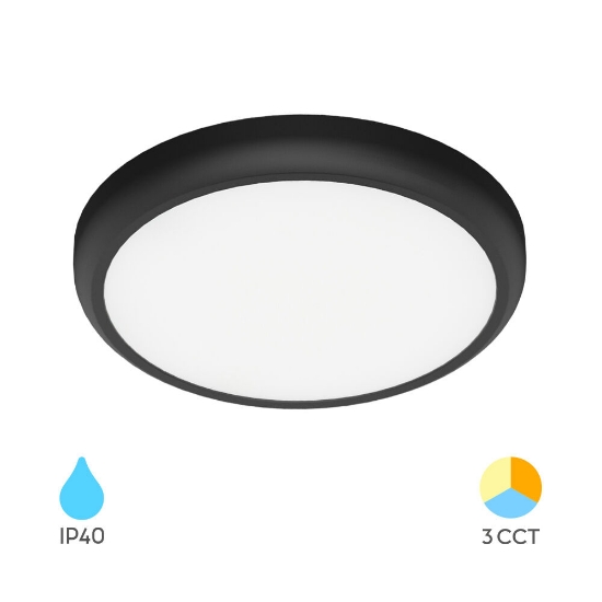 Imagine Spot LED Rotund PT 20W 2000lm 3in1 Negru F:225mm IP40