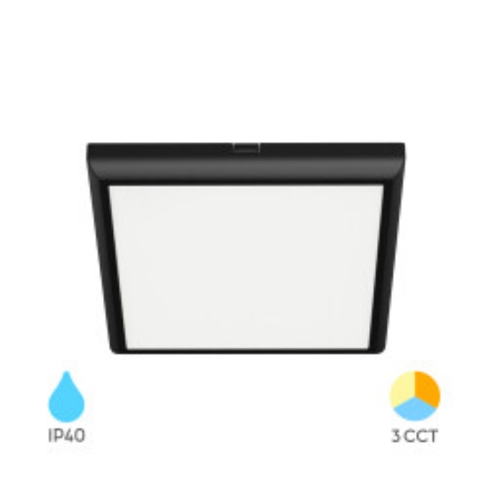 Imagine Plafonieră LED Pătrată 20W 2000lm 3in1 Negru IP40