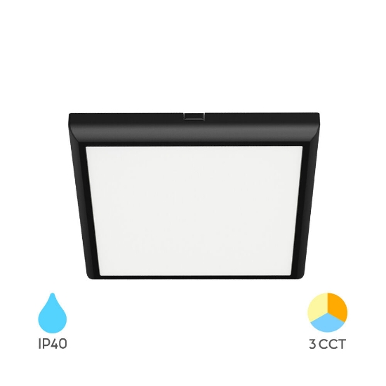 Imagine Plafonieră LED Pătrată 20W 2000lm 3in1 Negru IP40