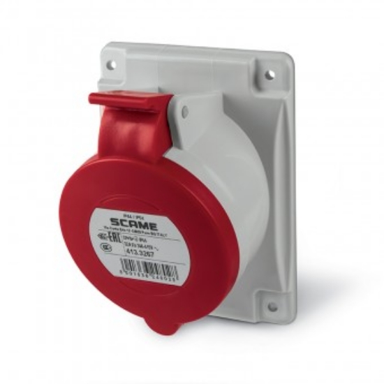 Imagine Priză industrială încastrată Scame 3P+N+E 32A 280-415V 6h IP44 gama Optima 413.3267