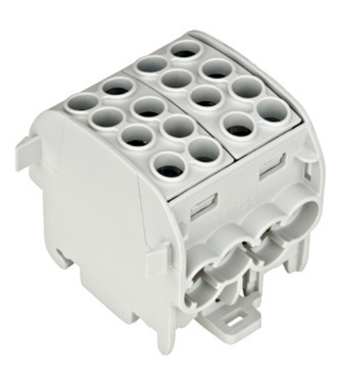 Imagine Clema de derivație izolată Schrack Technik IK026212, cablu Cu-Al, 35mm², 1P, 4 intrări - 4 ieșiri, gri