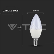 Imagine Bec LED V-TAC cu cip Samsung, formă lumânare, E14, 7W, lumină caldă