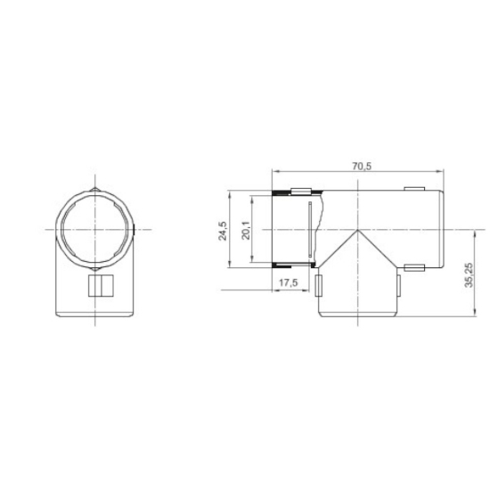 Imagine Cuplă T RK IP40 Ø 20 mm Gri RAL7035