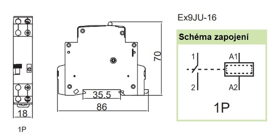 Imagine Releu impuls 16A bobină 230V AC 1 pol NOARK EX9JU-16/1P