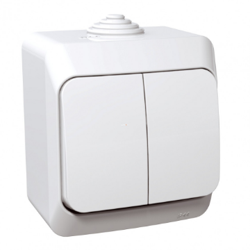 Arată detalii pentru Intrerupator dublu 16A IP44 alb Imagine Intrerupator dublu 16A IP44 alb