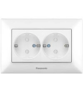 Imagine Priză dublă cu împământare și protecție pentru copii Arkedia Panasonic, ST, albă