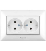 Imagine Priză dublă cu împământare și protecție pentru copii Arkedia Panasonic, ST, albă