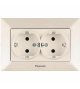 Imagine Priză dublă cu împământare și protecție pentru copii Arkedia Panasonic, ST, albă