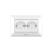 Imagine Priză dublă cu împământare și protecție pentru copii Arkedia Panasonic, ST, albă