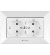 Imagine Priză dublă cu împământare și protecție pentru copii Arkedia Panasonic, ST, albă