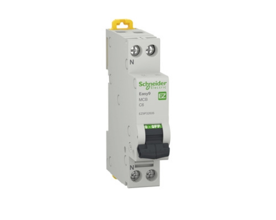Imagine Întreruptor automat Schneider Electric Easy9 1P+N 6A 4,5kA curba C