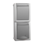 Imagine Priză dublă cu împământare IP54 Pacific Panasonic, PT, gri