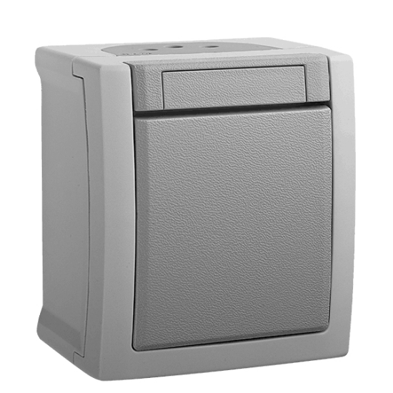 Imagine Priză dublă cu împământare IP54 Pacific Panasonic, PT, gri
