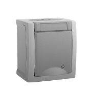 Imagine Priză dublă cu împământare IP54 Pacific Panasonic, PT, gri