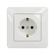 Imagine Priză 2P+E cu obturatoare și ramă decorativă albă