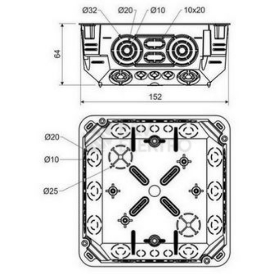 Imagine Doză de legătură pentru rigips 155x155x64 mm, Kopos