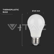 Imagine Bec LED V-TAC A60 E27 10.5W 6500K Alb Rece
