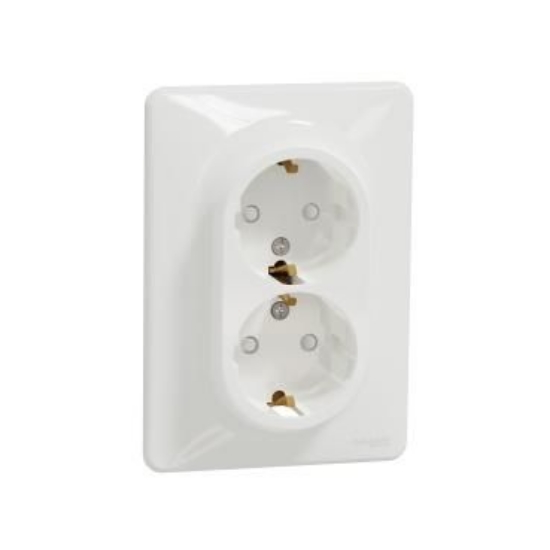 Imagine Priză dublă 2P+E cu obturatoare Sedna Design alb