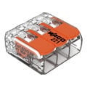 Imagine Clema de legătură rapidă WAGO 221-613 cu 3 conductori și manete, transparentă, 0,5-6 mm², 41A