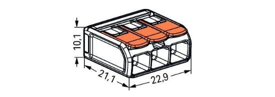 Imagine Clema de legătură rapidă WAGO 221-613 cu 3 conductori și manete, transparentă, 0,5-6 mm², 41A