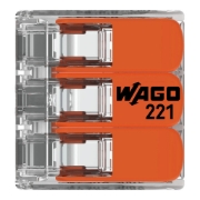 Imagine Clema de legătură rapidă WAGO 221-613 cu 3 conductori și manete, transparentă, 0,5-6 mm², 41A