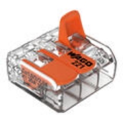 Imagine Clema de legătură rapidă WAGO 221-613 cu 3 conductori și manete, transparentă, 0,5-6 mm², 41A