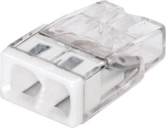 Imagine Clema de legătură rapidă WAGO 2273-202 pentru conductori rigizi 2x2,5mm², transparentă