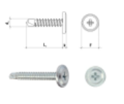 Imagine Șurub autoforant cu cap plat și șaibă, PH2, oțel, RAL 9002, 4.2 x 19 mm, 1000 bucăți