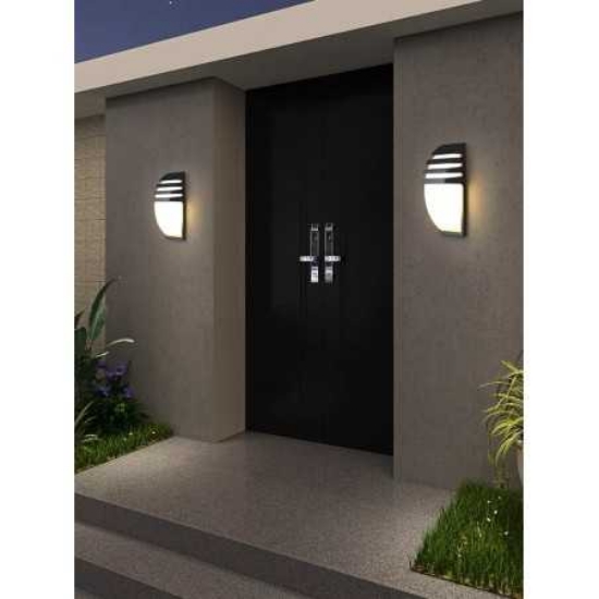 Imagine Aplica LED neagră 20W cu senzor IR 180° EV102 250x122x80 IP65