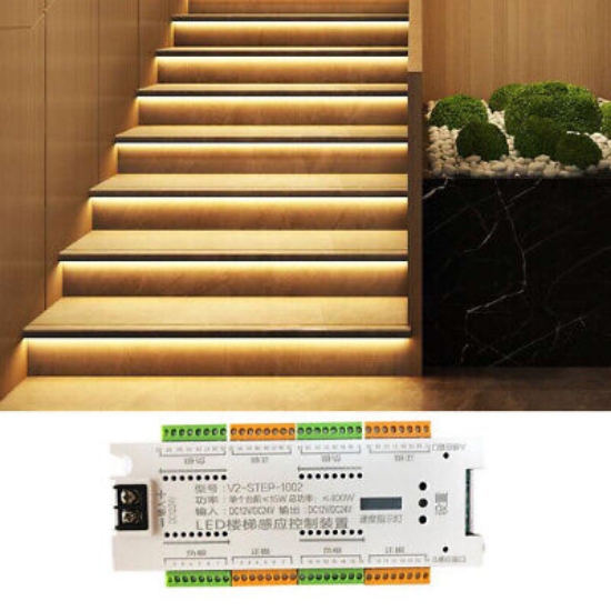 Imagine Controler Iluminat Inteligent Scări 220V 24V 32 Trepte Senzori de Mișcare Intensitate Variabilă II3840