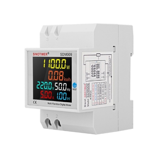 Imagine Contor monofazat de energie electrică Sinotimer 250-450V 100A display LED funcție resetare SDM009-380
