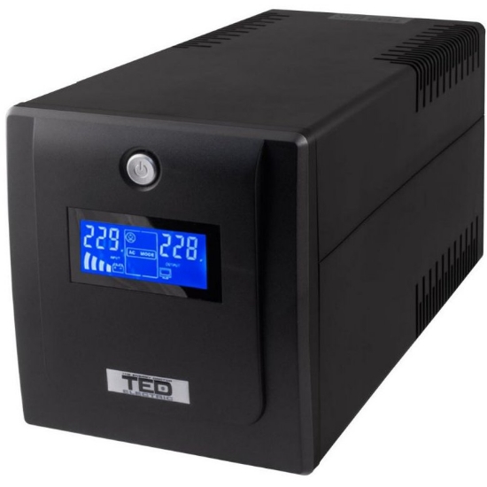 Imagine UPS TED 1600VA/900W cu 4 prize Schuko, display LCD, 2x12V cu stabilizator