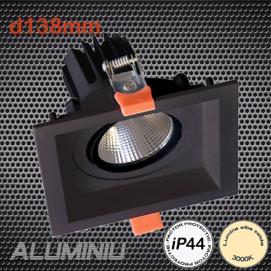 Imagine SPOT LED PĂTRAT REGLABIL 30W 230V 3000K NEGRU