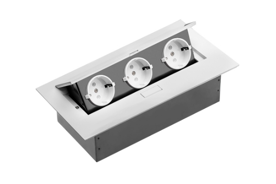 Imagine Ansamblu birou 3 prize Schuko alb AE-PB03GS-10