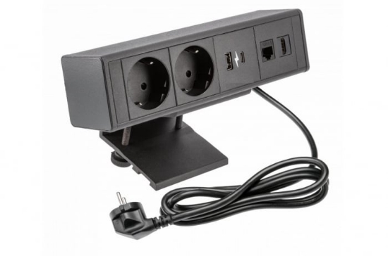 Imagine Priză încorporabilă SOFT cu 2 prize Schuko și 2 porturi USB 2.1A, IP20, AC220-240V
