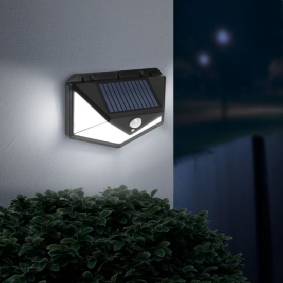 Imagine Proiector Solar cu LED și Senzor de Mișcare 12W L.Albă IP54 Negru