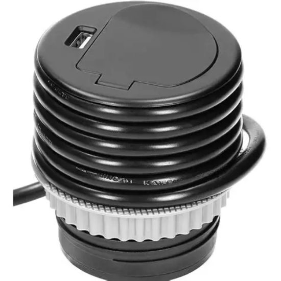 Imagine Priză încorporabilă în mobilier 1xSchuko + 1xUSB 5V 2.4A cu cablu 1.9m și ștecher
