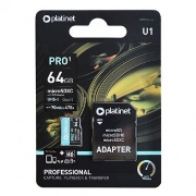 Imagine Card de memorie microSDXC 64GB Clasa 10 cu adaptor Platinet