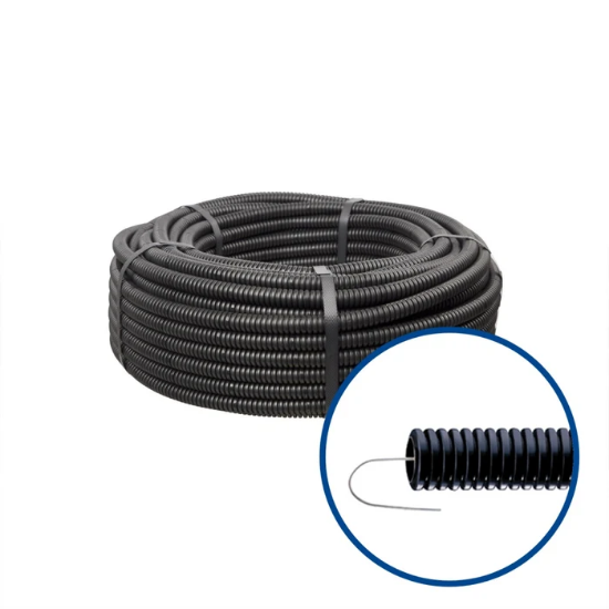 Imagine Tub flexibil PVC Gewiss DX15120R, D exterior 20 mm, 750 N, cu fir de tragere, rola 100 m