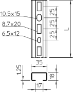 Imagine Sina profil perforat OBO Betterman 2000x35x18 deschidere 17 mm